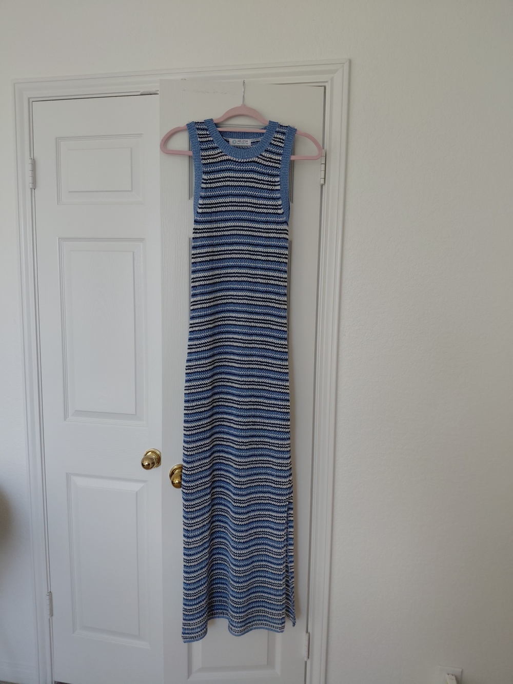 Striped Blue Knit Maxi Dress